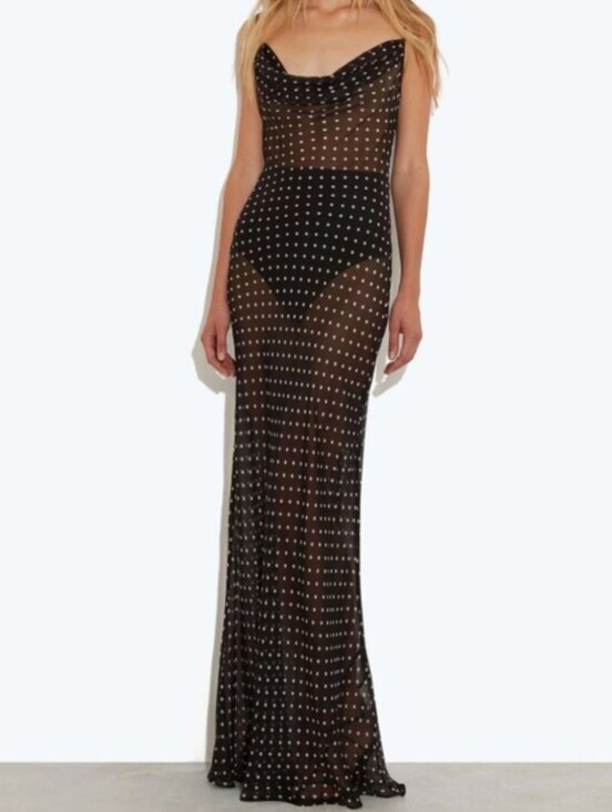 Rat & Boa Dresses & Skirts - RAT AND BOA GISELE POLKA DOT MAXI SILK DRESS BLACK AND WHITE